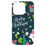 Merry Christmas, Happy New Year, Christmas Seamless Texture iPhone 14 Pro Black UV Print Case