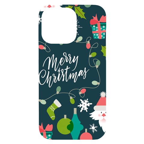 Merry Christmas, Happy New Year, Christmas Seamless Texture iPhone 14 Pro Max Black UV Print Case from ArtsNow.com Front