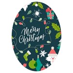 Merry Christmas, Happy New Year, Christmas Seamless Texture UV Print Acrylic Ornament Oval