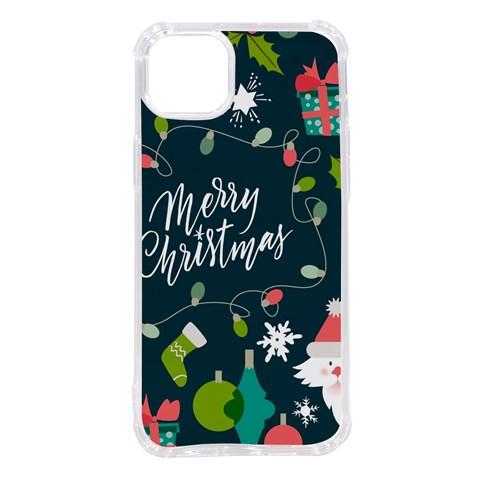 Merry Christmas, Happy New Year, Christmas Seamless Texture iPhone 14 Plus TPU UV Print Case from ArtsNow.com Front