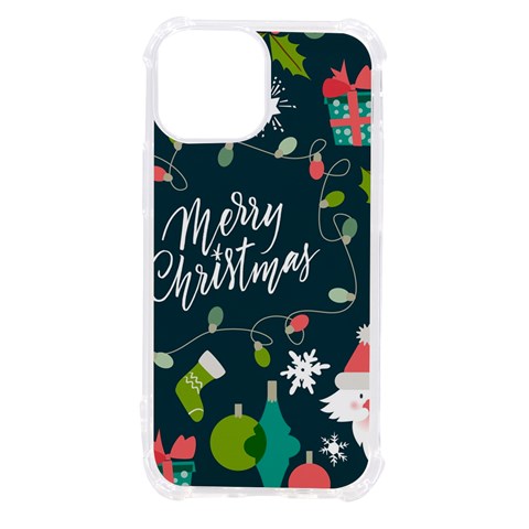 Merry Christmas, Happy New Year, Christmas Seamless Texture iPhone 13 mini TPU UV Print Case from ArtsNow.com Front