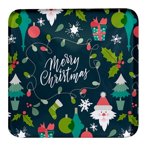 Merry Christmas, Happy New Year, Christmas Seamless Texture Square Glass Fridge Magnet (4 pack) from ArtsNow.com Front