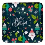 Merry Christmas, Happy New Year, Christmas Seamless Texture Square Glass Fridge Magnet (4 pack)