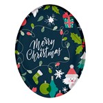 Merry Christmas, Happy New Year, Christmas Seamless Texture Oval Glass Fridge Magnet (4 pack)