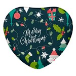 Merry Christmas, Happy New Year, Christmas Seamless Texture Heart Glass Fridge Magnet (4 pack)