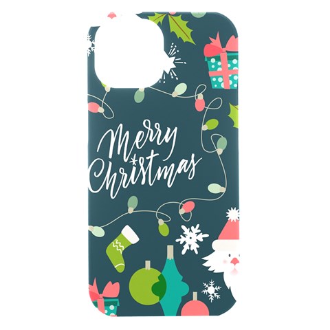 Merry Christmas, Happy New Year, Christmas Seamless Texture iPhone 15 Black UV Print PC Hardshell Case from ArtsNow.com Front