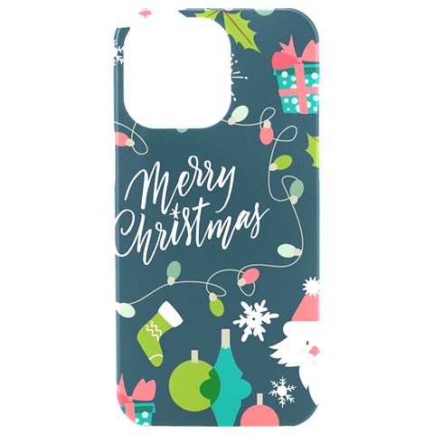 Merry Christmas, Happy New Year, Christmas Seamless Texture iPhone 15 Pro Max Black UV Print PC Hardshell Case from ArtsNow.com Front