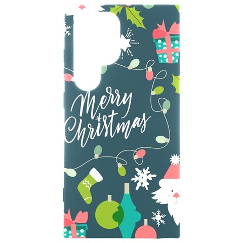 Merry Christmas, Happy New Year, Christmas Seamless Texture Samsung Galaxy S24 Ultra 6.9 Inch Black TPU UV Case from ArtsNow.com Front