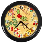 Merry Christmas, New Year Backgrounds, Happy New Year Wall Clock (Black)