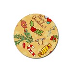 Merry Christmas, New Year Backgrounds, Happy New Year Rubber Coaster (Round)