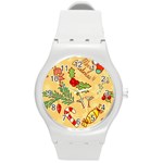 Merry Christmas, New Year Backgrounds, Happy New Year Round Plastic Sport Watch (M)