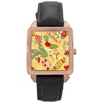 Merry Christmas, New Year Backgrounds, Happy New Year Rose Gold Leather Watch 