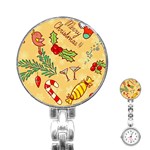 Merry Christmas, New Year Backgrounds, Happy New Year Stainless Steel Nurses Watch