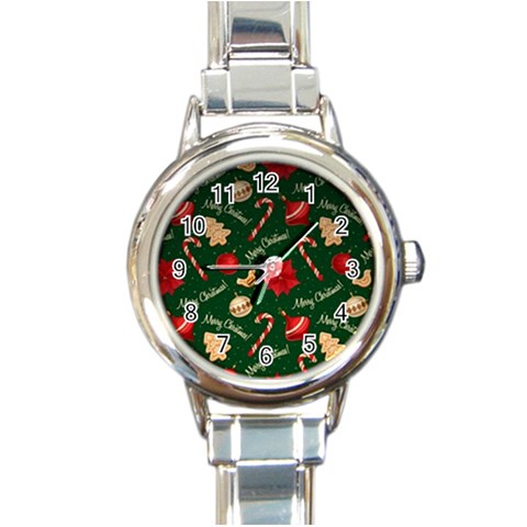 Merry Christmas Round Italian Charm Watch from ArtsNow.com Front