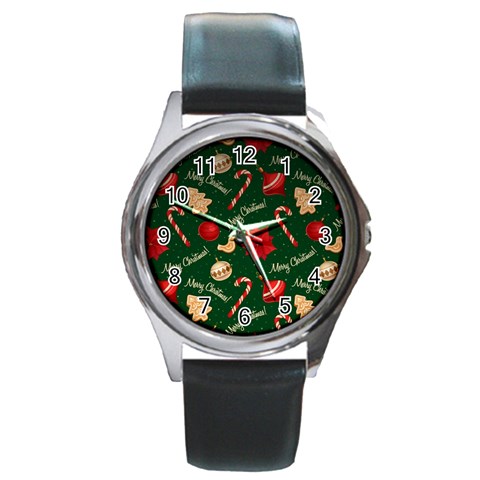 Merry Christmas Round Metal Watch from ArtsNow.com Front