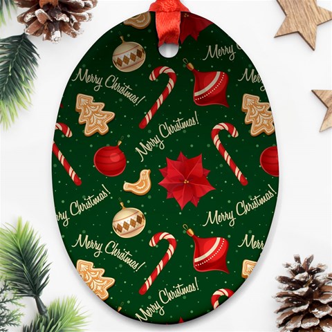 Merry Christmas Ornament (Oval) from ArtsNow.com Front