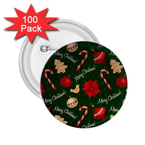 Merry Christmas 2.25  Buttons (100 pack)  from ArtsNow.com Front