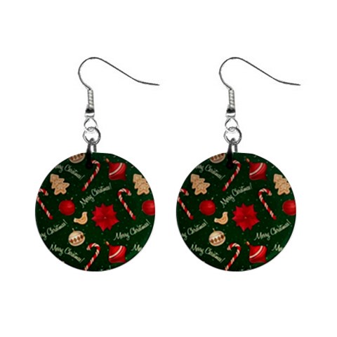 Merry Christmas Mini Button Earrings from ArtsNow.com Front