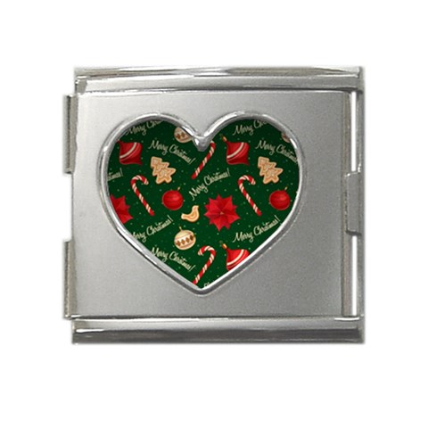 Merry Christmas Mega Link Heart Italian Charm (18mm) from ArtsNow.com Front