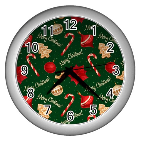 Merry Christmas Wall Clock (Silver) from ArtsNow.com Front