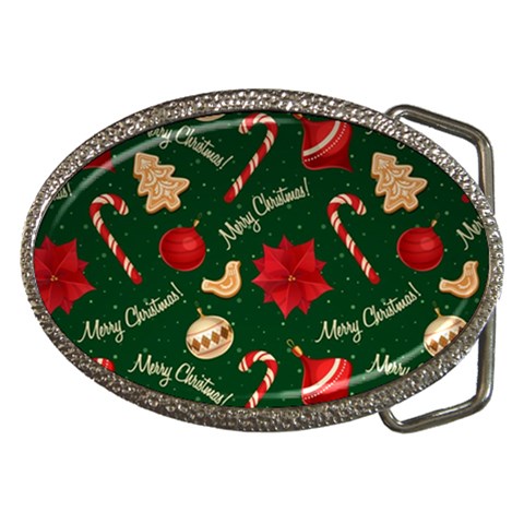 Merry Christmas Belt Buckles from ArtsNow.com Front