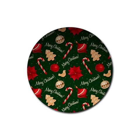 Merry Christmas Rubber Coaster (Round) from ArtsNow.com Front