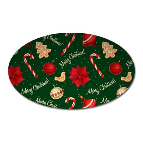 Merry Christmas Oval Magnet from ArtsNow.com Front