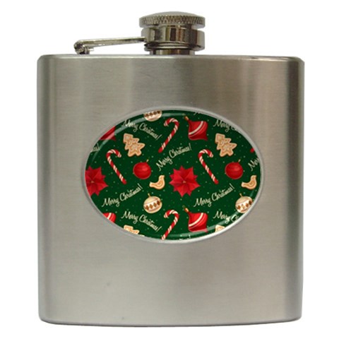 Merry Christmas Hip Flask (6 oz) from ArtsNow.com Front