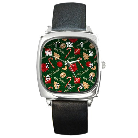 Merry Christmas Square Metal Watch from ArtsNow.com Front