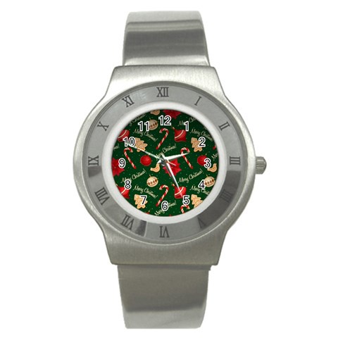 Merry Christmas Stainless Steel Watch from ArtsNow.com Front