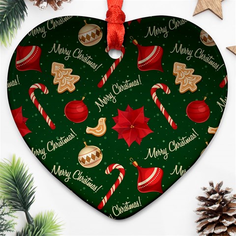 Merry Christmas Heart Ornament (Two Sides) from ArtsNow.com Front