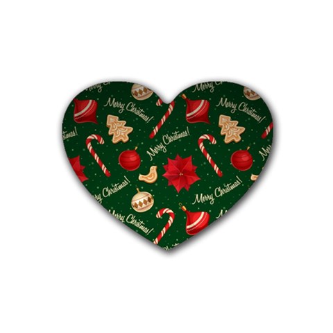 Merry Christmas Rubber Coaster (Heart) from ArtsNow.com Front