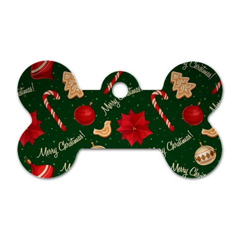 Merry Christmas Dog Tag Bone (One Side) from ArtsNow.com Front