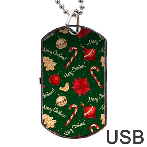 Merry Christmas Dog Tag USB Flash (One Side) from ArtsNow.com Front