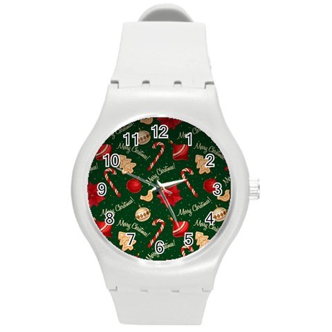 Merry Christmas Round Plastic Sport Watch (M) from ArtsNow.com Front