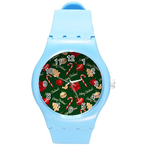 Merry Christmas Round Plastic Sport Watch (M) from ArtsNow.com Front