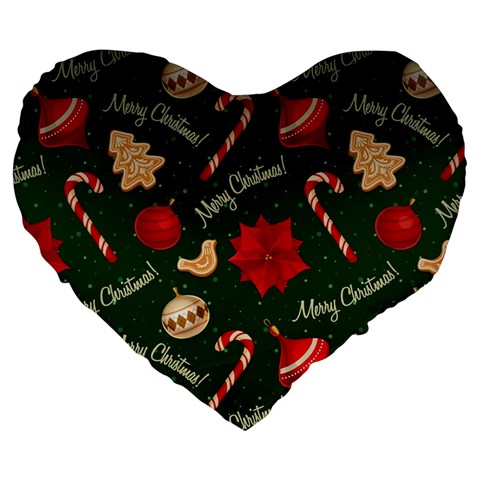 Merry Christmas Large 19  Premium Heart Shape Cushions from ArtsNow.com Front