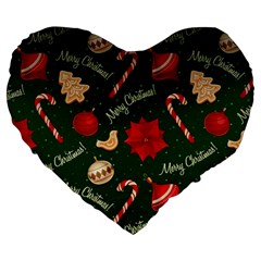 Merry Christmas Large 19  Premium Heart Shape Cushions from ArtsNow.com Front