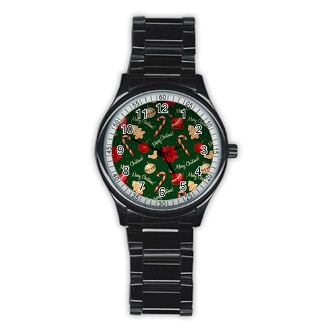 Merry Christmas Stainless Steel Round Watch from ArtsNow.com Front