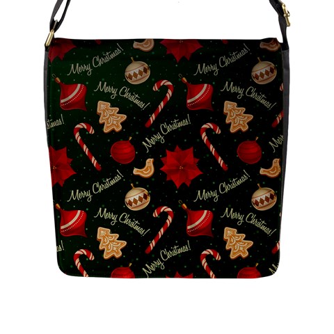 Merry Christmas Flap Closure Messenger Bag (L) from ArtsNow.com Front