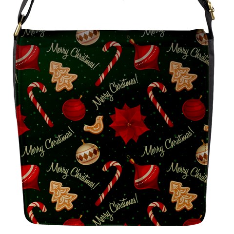 Merry Christmas Flap Closure Messenger Bag (S) from ArtsNow.com Front