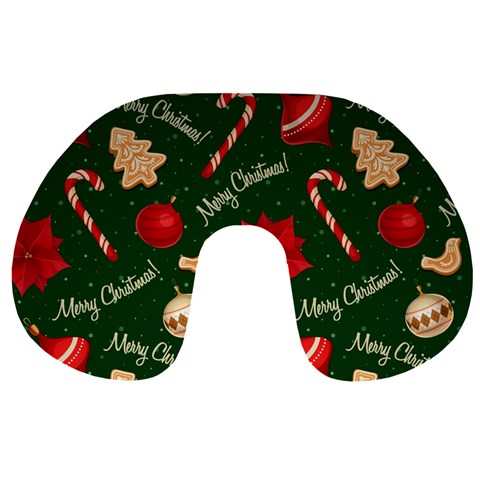 Merry Christmas Travel Neck Pillow from ArtsNow.com Front