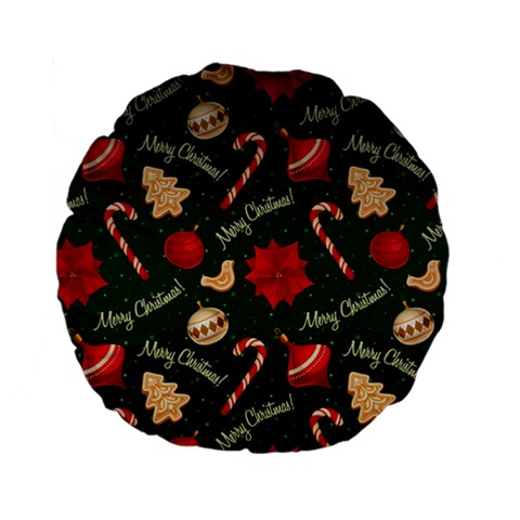 Merry Christmas Standard 15  Premium Flano Round Cushions from ArtsNow.com Front