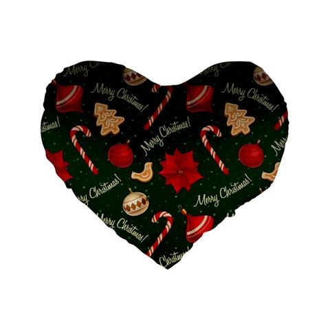 Merry Christmas Standard 16  Premium Flano Heart Shape Cushions from ArtsNow.com Front