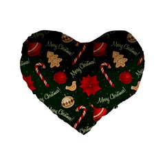 Merry Christmas Standard 16  Premium Flano Heart Shape Cushions from ArtsNow.com Front