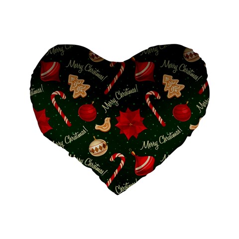 Merry Christmas Standard 16  Premium Flano Heart Shape Cushions from ArtsNow.com Back