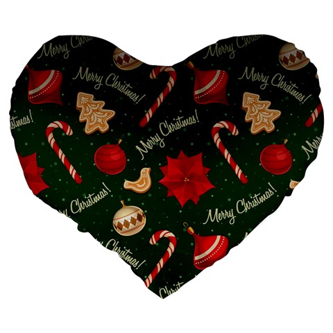 Merry Christmas Large 19  Premium Flano Heart Shape Cushions from ArtsNow.com Back