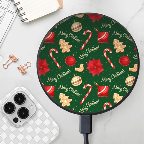 Merry Christmas Wireless Fast Charger(Black) from ArtsNow.com Front