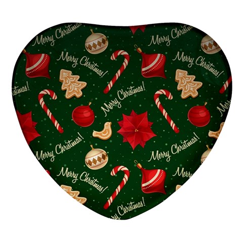 Merry Christmas Heart Glass Fridge Magnet (4 pack) from ArtsNow.com Front