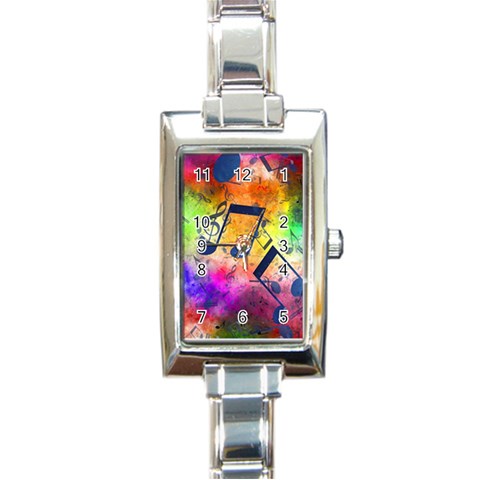 Music Texture, Grunge Music Background Rectangle Italian Charm Watch from ArtsNow.com Front